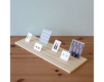 Rectangular Flat Display Stand with Grooves for Cards and Jewellery used in Retail, Craft Shows and Markets Stalls