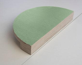 Olive Green Half Moon Handle for Drawers and Doors, Hand Painted Plywood Pull and Knob for Kitchen Cabinets and Furniture