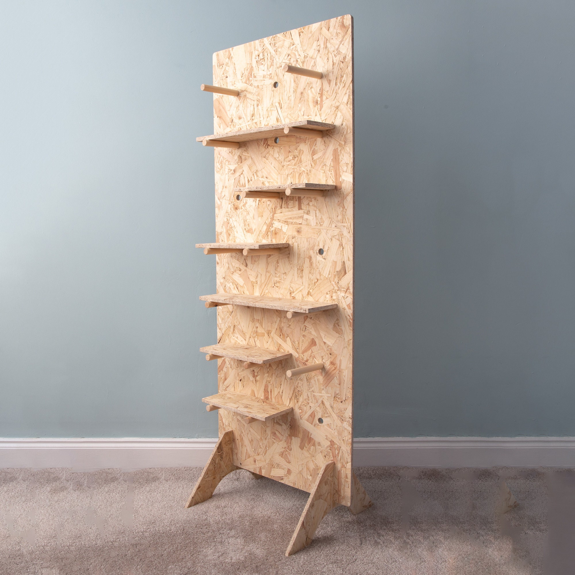 OSB Pegboard, Tall Free-standing With Feet, Includes Pegs and