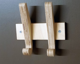 Wall Hook Coat Hanger in Birch Plywood with Two Double Hooks