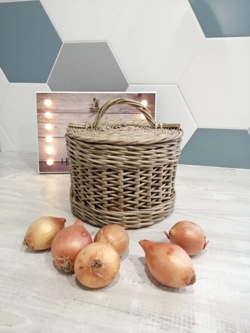 Potato and Garlic bin Vegetable onion keeper bin Storage jar Etsy