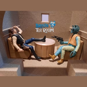 Mesa de Cantina Mos Eisley STAR WARS personalizada e 2 cadeiras 3 3/4 Figura Diorama