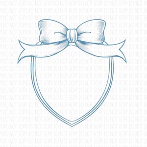 Cornice Coquette acquerello blu, cornice blu con fiocco, Bridal Shower, stemma blu, png, sublimazione, design digitale