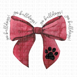Go Bulldogs, bulldog mascot coquette bow, spirit wear, maroon, watercolor bow, png, sublimation, digital design