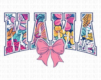 Pink Mama bow, Mama coquette bow, varsity mama, pink bow, preppy, Mama, girl mama, png, digital design, sublimation