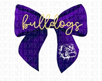 Bulldogs mascot coquette, spirit wear, Bulldogs, paw, mascot, coquette, watercolor bow, sublimation, DTF, PNG, digital design
