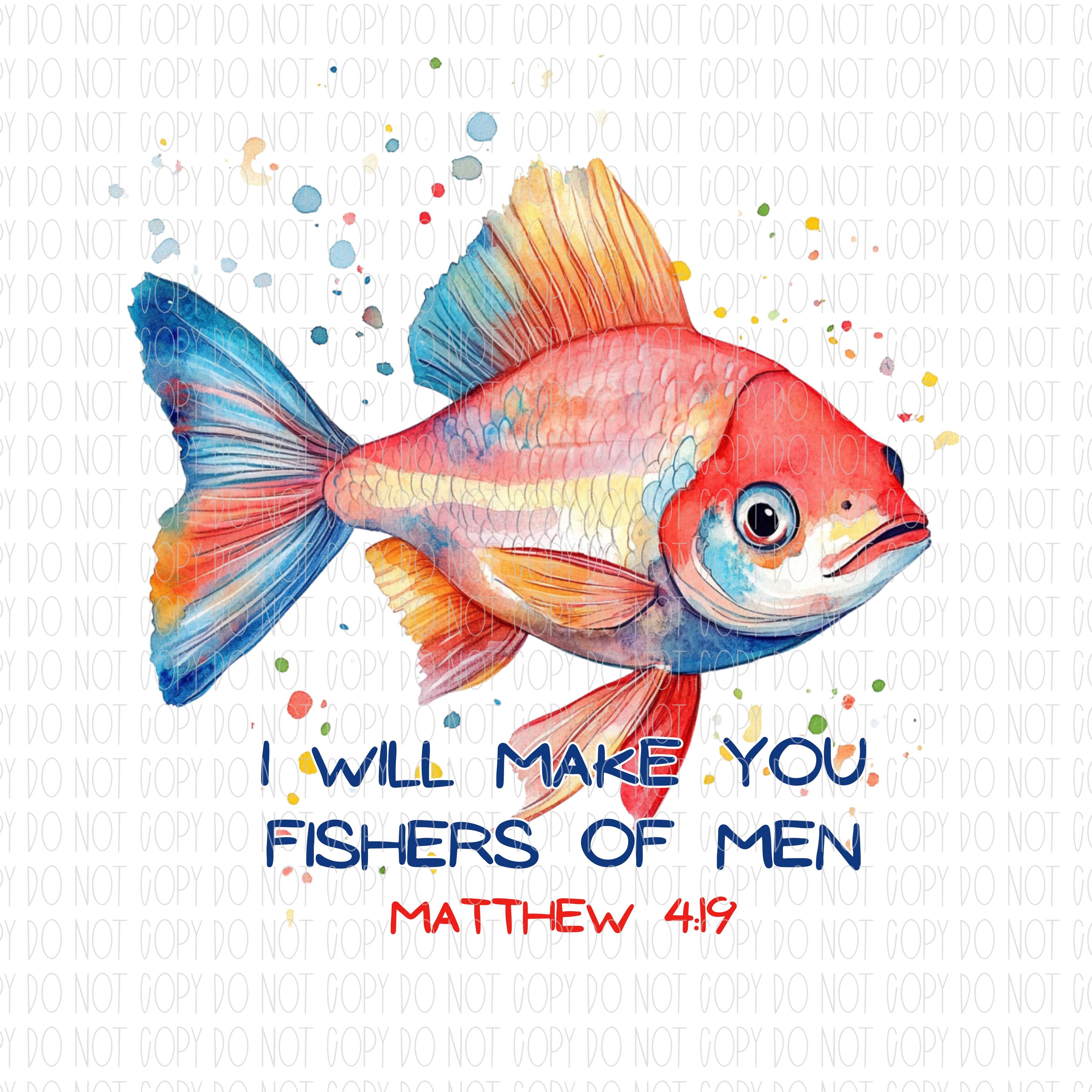Fishers of Men, Matthew 4:19 Bible Verse, Christian, Faith, Fish ...