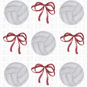 volleyball coquette collage, watercolor bow volleyball, maroon, preppy, png, sublimation, digital design
