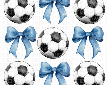 soccer coquette bow, soccer, soccer bow collage, blue bow, trendy soccer design, png, sublimation, digital design