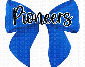 Pioneers mascot, coquette bow, royal pioneers, watercolor bow, png, sublimation, digital design
