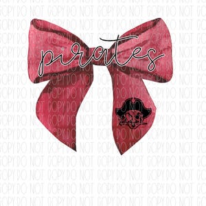Pirates mascot coquette, spirit wear, Pirates, mascot, coquette, Boaz Pirates, watercolor bow, png, sublimation, digital design