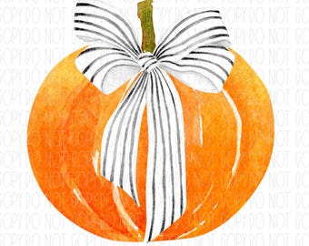 Pumpkin, Fall Coquette, Pumpkin coquette, Fall, black white bow, Sublimation, preppy, watercolor, png, digital design