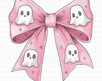 Halloween bow, pink ghost bow, Halloween, ghost, preppy bow, girly, sublimation, png, digital design