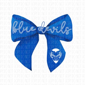 Maskottchen des blauen Teufels kokett, Aquarellschleife, blau und weiß, blaue Teufel, png, Sublimation, digitales Design
