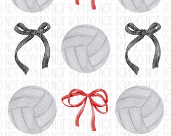 volley-ball personnalisé, noeud coquette de volley-ball, volley-ball aquarelle, preppy, png, sublimation, conception numérique