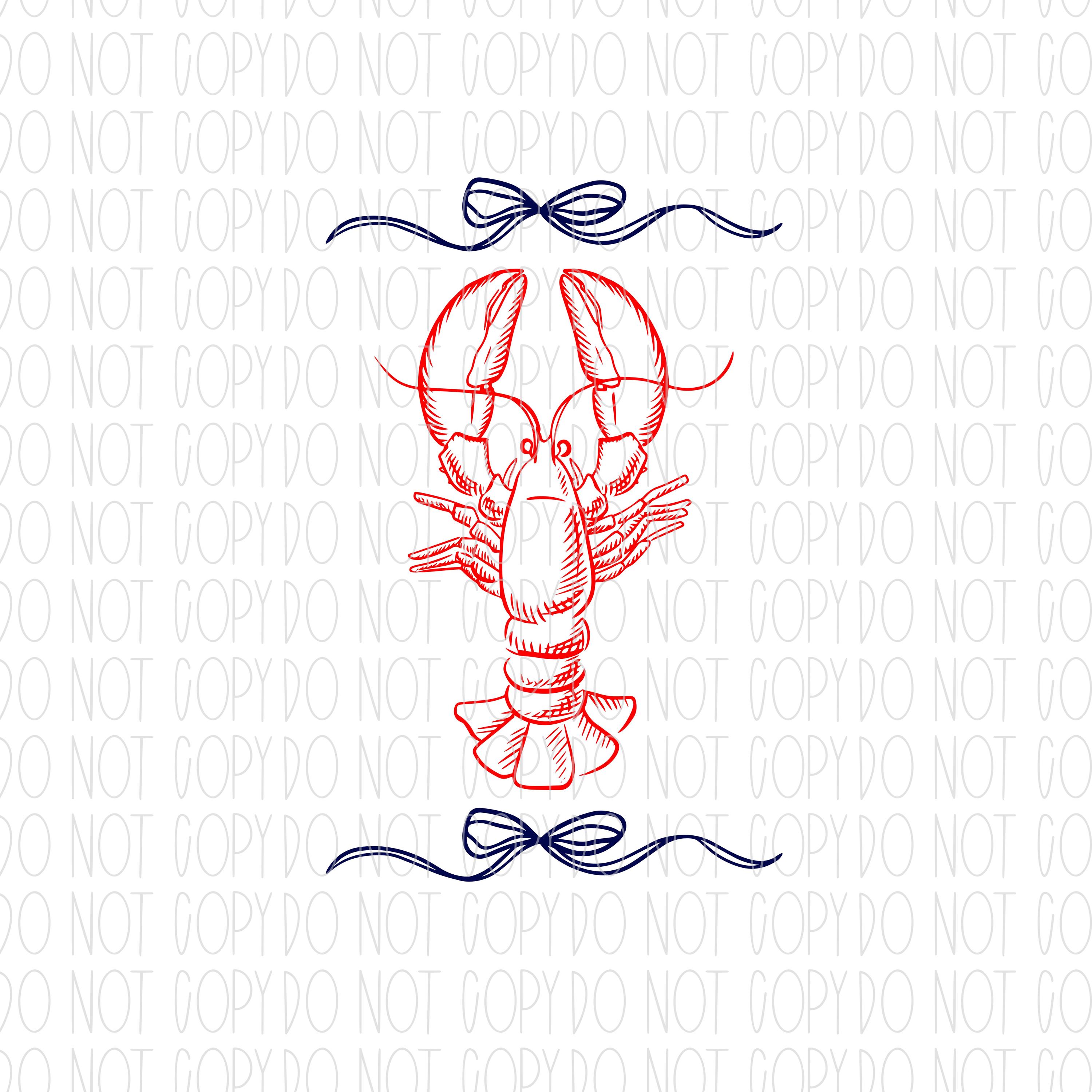 Chica náutica, langosta, cangrejo de río, estética de pescador, náutica esquemática, verano costero, lazo, femenino, moderno, png, sublimación, diseño digital