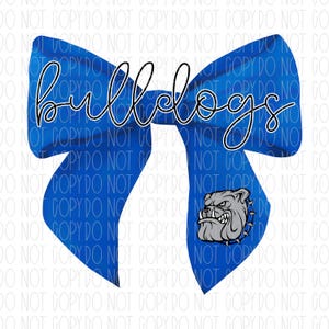 Bulldogs mascot coquette, spirit wear, Bulldogs, royal blue, mascot, coquette, watercolor bow, png, sublimation, digital design