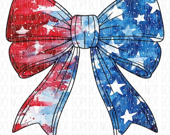 Patrischer Bogen, rot weiß blau, Girly 4. Juli, Amerika, kokett Schleife, adretter Bogen, DTF, PNG, digitaler Download, Sublimation