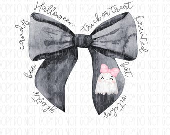 Halloween bow, Coquette, Halloween, cute ghost, trick or treat, preppy, sublimation, png, digital design