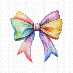 Colorful bow, coquette bow, preppy bow, watercolor bow, png, sublimation, digital design