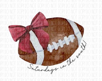Saturdays in the south, maroon coquette bow, football, watercolor, Sublimation, DTF, PNG, digital design