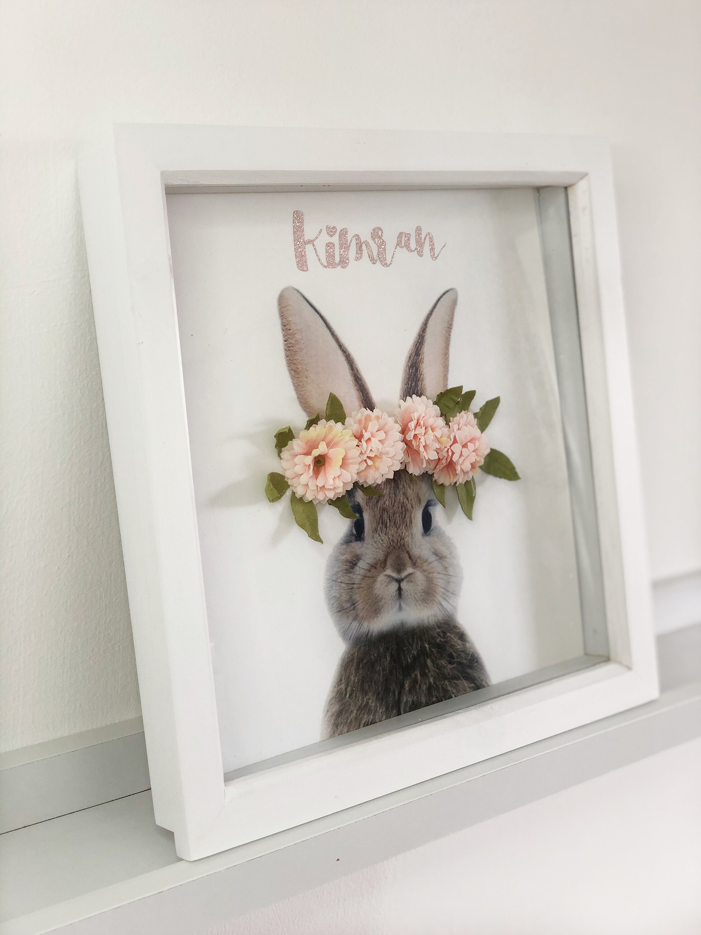Cute Personalised Bunny photo frames White frame 30cm x 30cm Etsy