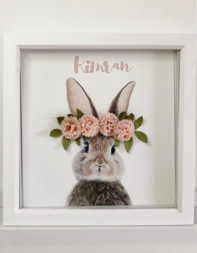 Cute Personalised Bunny photo frames White frame 30cm x 30cm Etsy