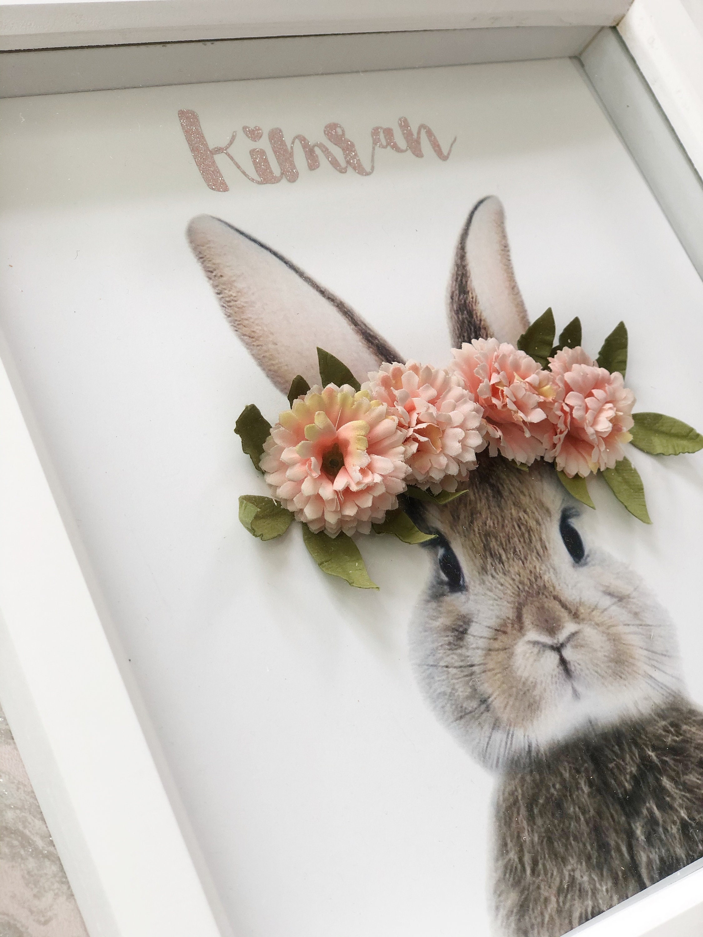Cute Personalised Bunny photo frames White frame 30cm x 30cm Etsy
