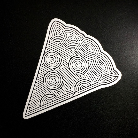 Pizza Maze Art Magnet Durable Die-cut Vinyl 5 X 6 Original Design Large Flexible  Magnet Slice of Pizza 