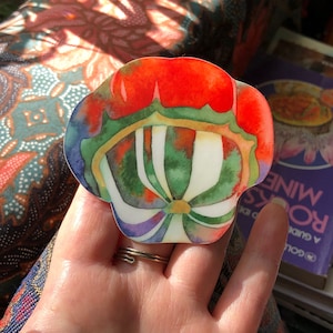 Market Squash Sticker - mit original 'Turban' Aquarell von Jessica Lied - 3 "x 3", hell bunte, gestanzte Qualitäts-Vinyl-Aufkleber