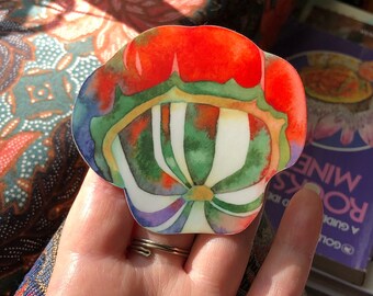 Market Squash Sticker - Featuring original ‘Turban’ watercolor by Jessica Lied - 3” x 3&quot;, brightly colorful, die cut , Quality Vinyl Sticker