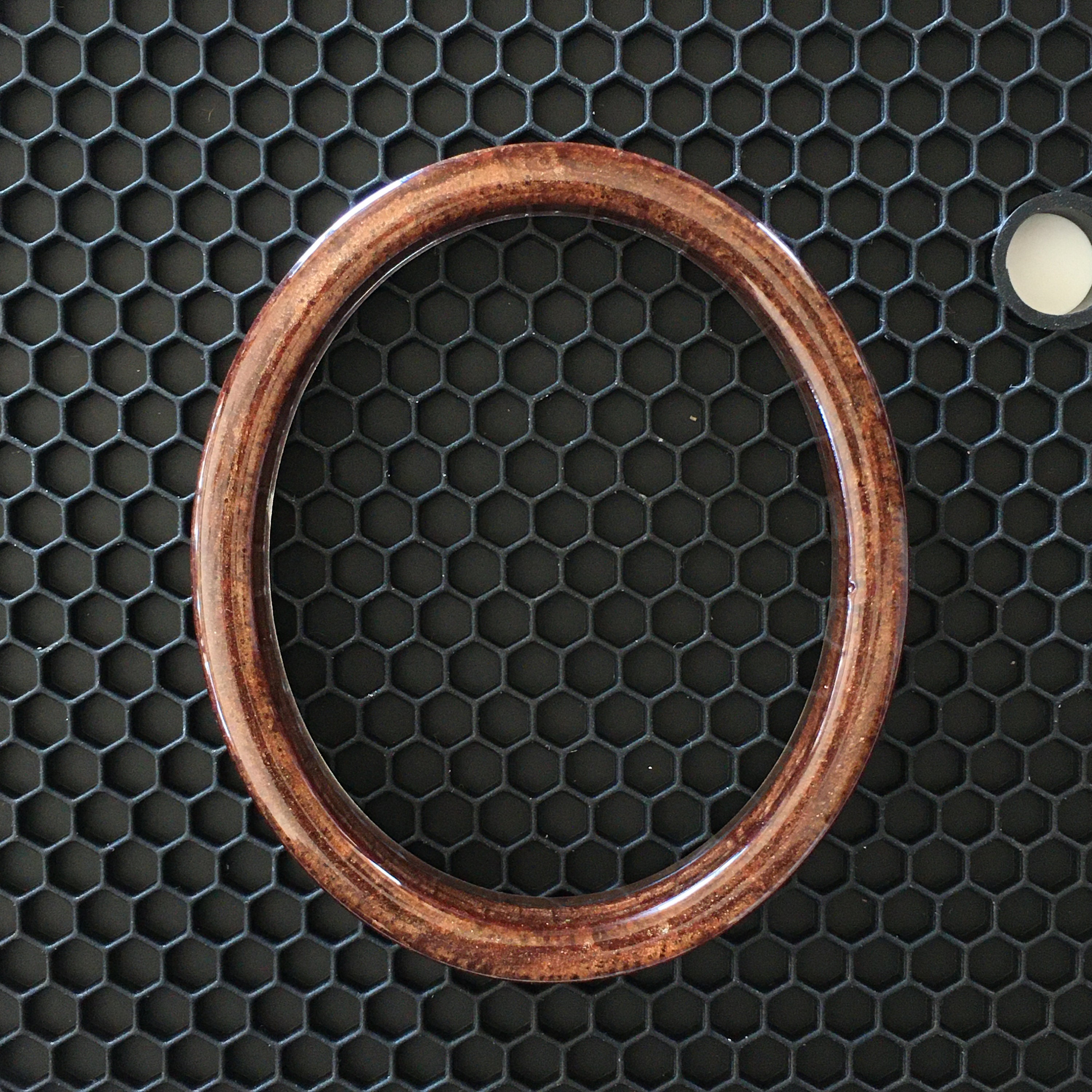 Metallic Bronze w/ Clear - Oval Resin Bangle - Epoxy Resin Bracelet w/ Mica Powder - Medium Oval - Waterproof - Lightweight - Durable