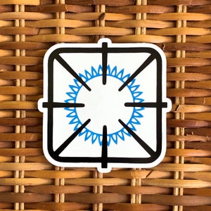 Stove Burner Magnet - Blue Flames & Black Iron - 3&quot; Vinyl Die-Cut Magnet - Gas Range - LP Burner -