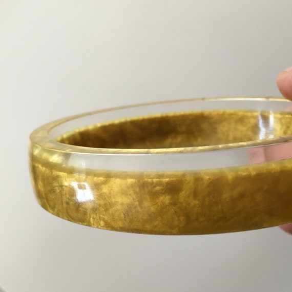 Citrus Yellow W Clear Oval Resin Bangle Epoxy Resin Bracelet W