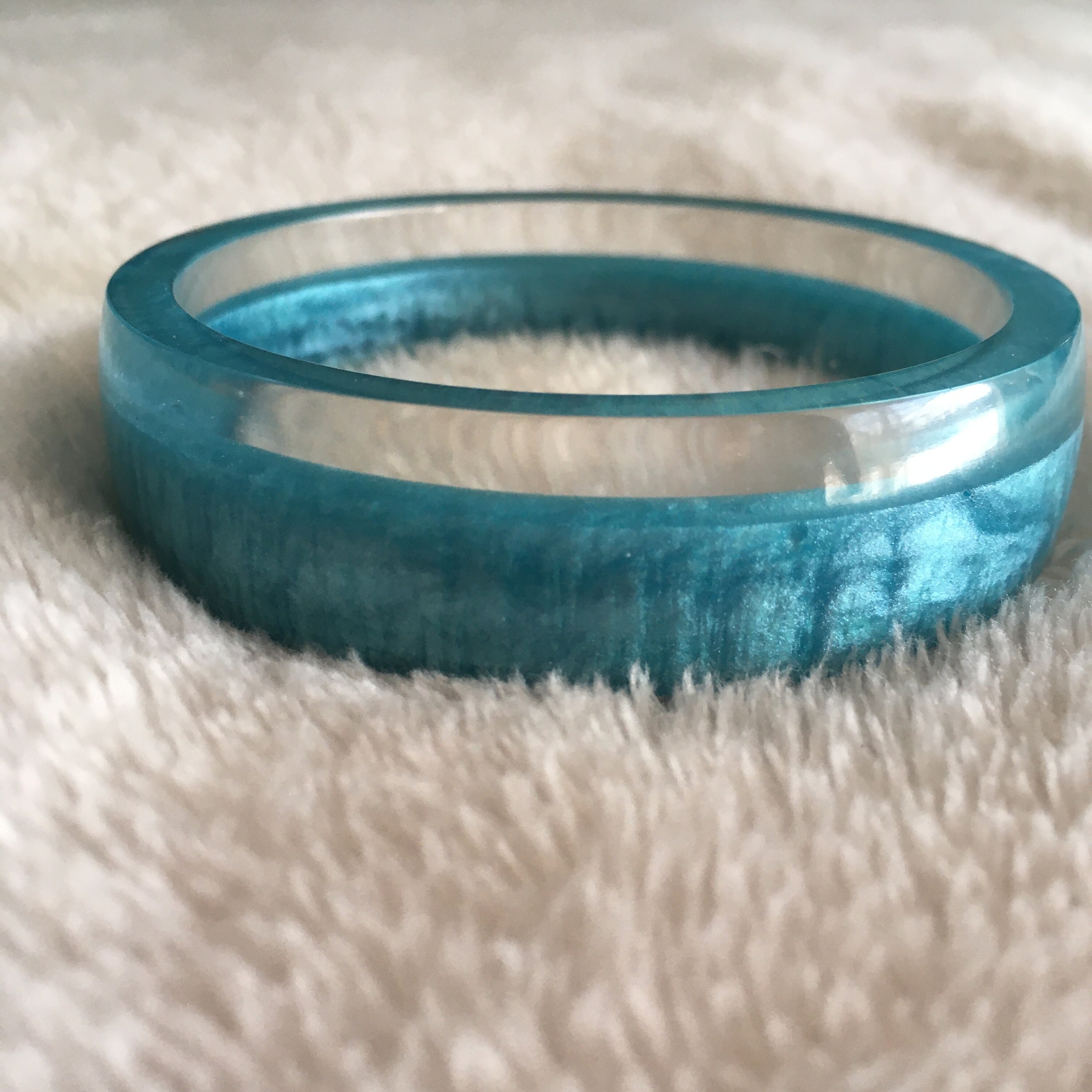 Ice Blue w/ Clear Layer Small Resin Bangle Epoxy Resin Etsy