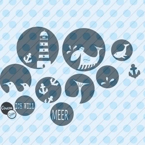 Set di file plotter Sea Bubbles svg dxf, Bundle, Marittimo svg, Mare svg, Balena, Ancora svg, Faro, Moin, Voglio il mare, Sea Bubbles di CoucouChou