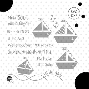Plotter file barca svg dxf, compleanno svg, B , nave svg, numeri svg, marittimo svg, piccola barca di CoucouChou