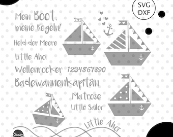 Plotterdatei Boot svg dxf,Geburtstags svg,Schiff svg,Maritim svg,CoucouChou