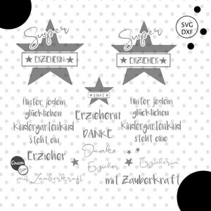 Plotterdatei Superstar Erzieher/in svg dxf png, Erzieher svg, Erzieherin svg,Kindergarten svg, Plotterdatei von CoucouChou