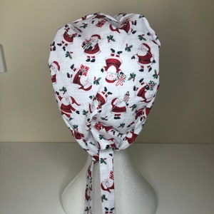 Christmas Santa Scrub Cap – Spread Holiday Spirit at Work, Unisex cotton surgical cap, Reusable scrub cap, Medical scrub hat
