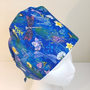 Crystal dragonfly scrub cap, scrub hat, scrub hat for nurses, cotton scrub hat, surgical cap, scrub hat for women, cancer cap,