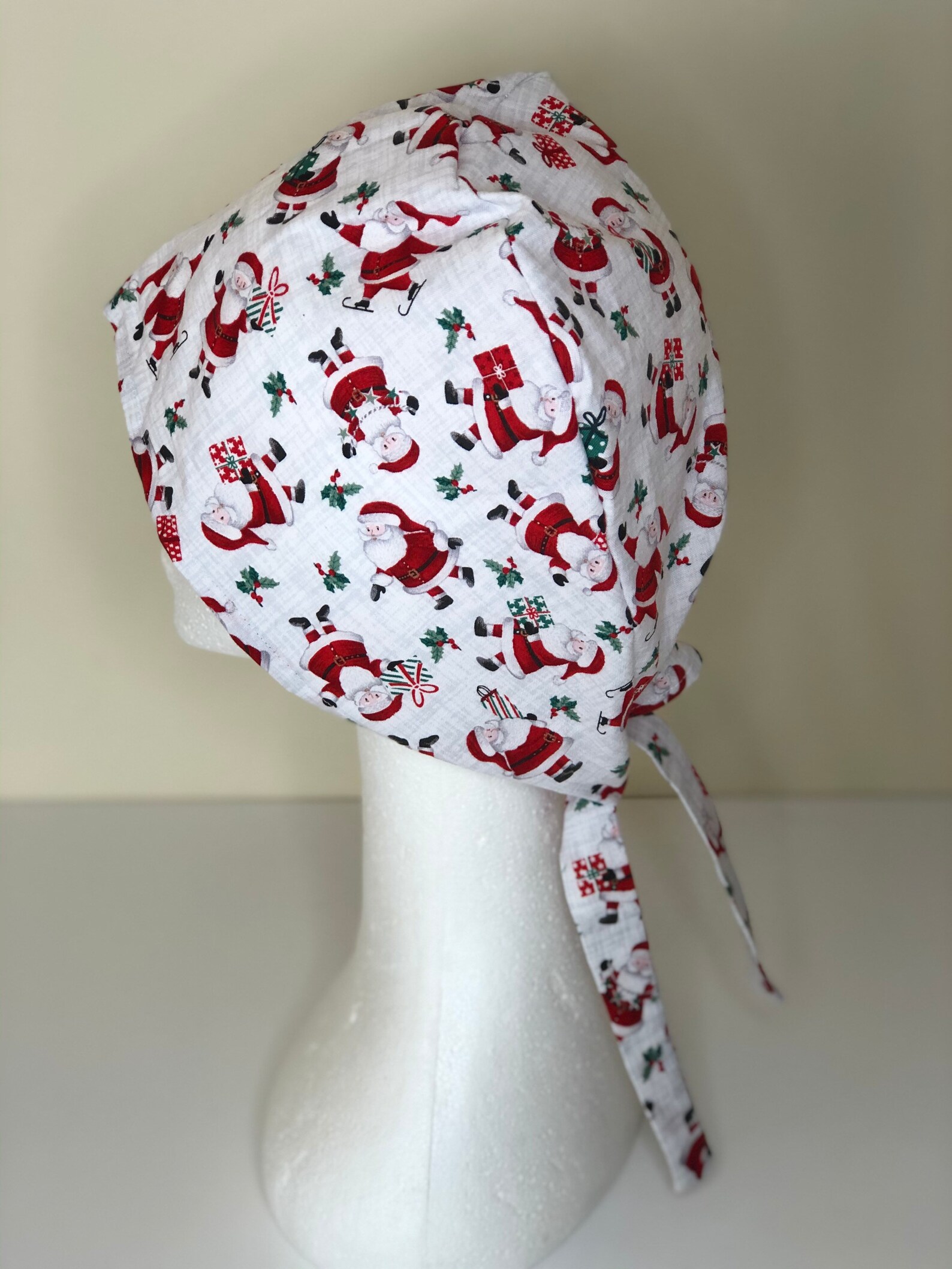 Santa Scrub Hat, Christmas Scrub Hat, Cotton Scrub Hat, Surgical Cap
