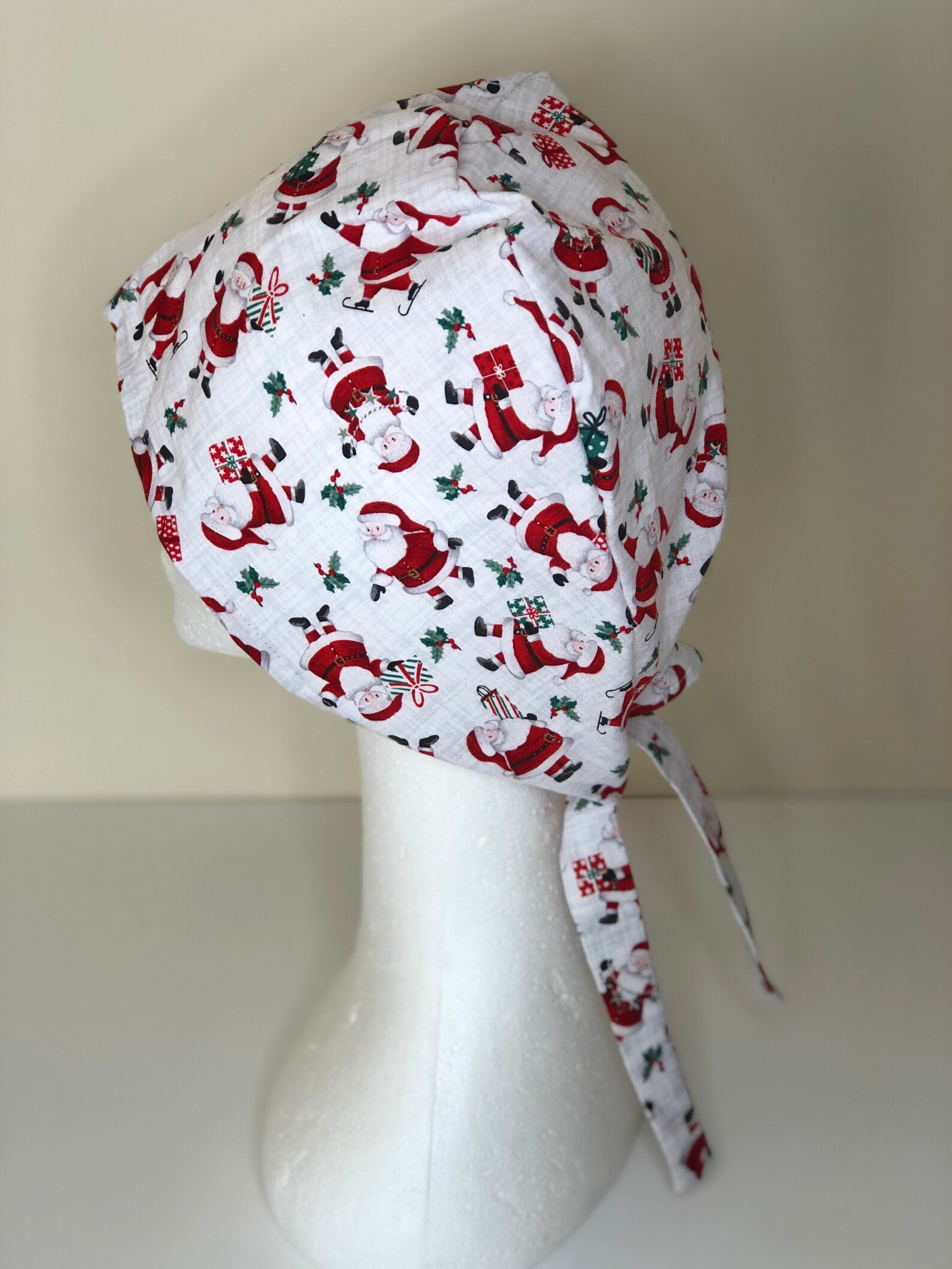 Santa Scrub Hat Christmas Scrub Hat Cotton Scrub Hat - Etsy