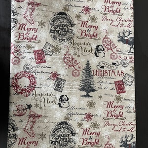 Merry & Bright Table Runner, Christmas Runner, Believe Christmas Runner, Red Table Runner, Table Runner, Vintage Table Runner