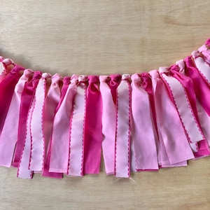 Pink Rag Tie Garland, Garland, Baby Shower Decoration, Pink Party Decoration
