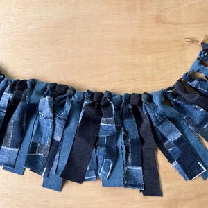 Denim Rag Tie Garland, Blue Jean Denim Garland, Baby Shower Decoration, Denim Party Decoration