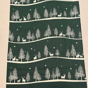 Green Table Runner,  Christmas Table Runner, Table Runner, Lined Green and White Table Runner, Christmas Tree Table Runner