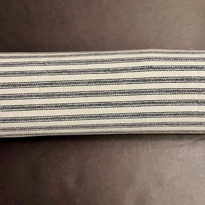 Black Stripe Ticking Door Draft Stopper: Removable Washable Cover