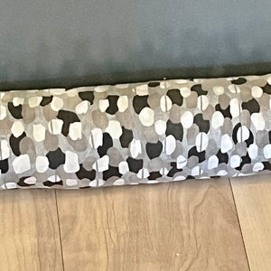 Cotton Door Draft Stopper: Removable Insert, Black/White/Tan Print