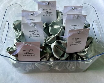 Sage Green Satin Scrunchies: Silky Hair Accessories